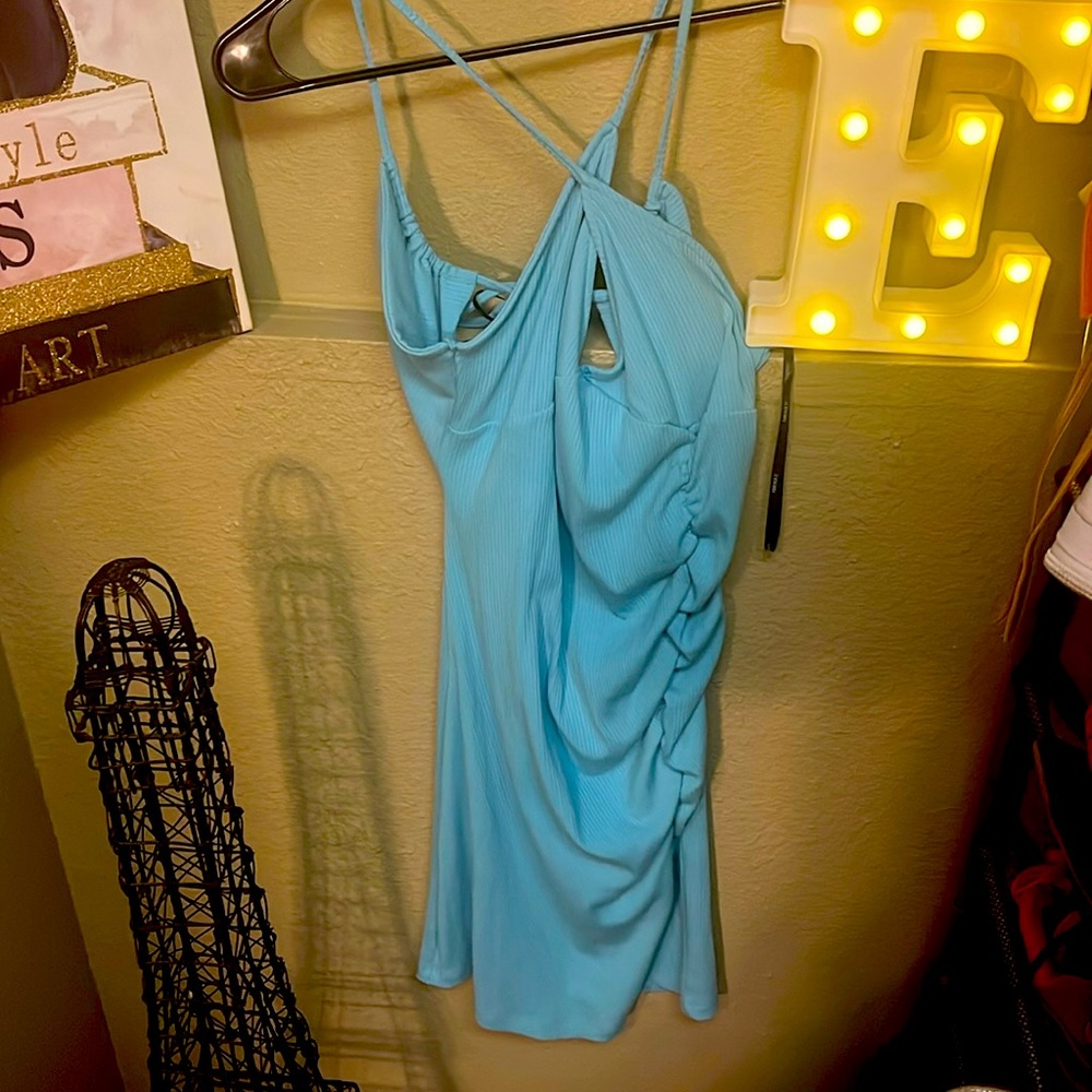 Baby blue mini dress back out